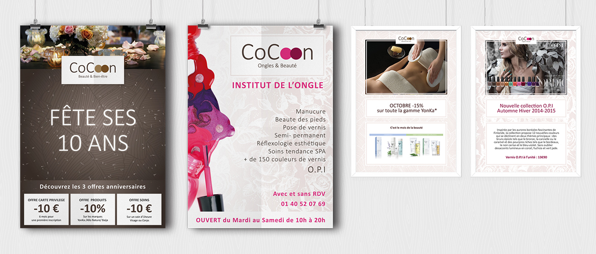 Création affiche A1 et promo A4 institut de Beauté CoCoon